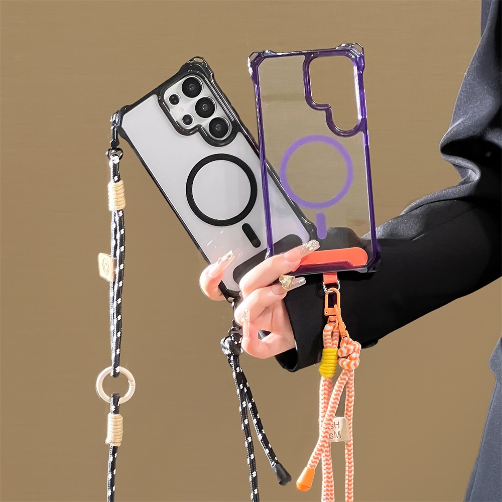 Phone Cases Quality - Transparent Crossbody Strap Magnetic Phone Case