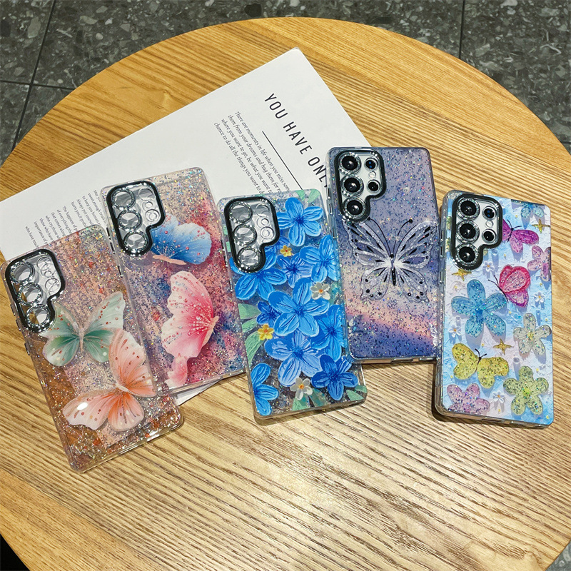 Luxury Oil Painting Flowers Bu - Glitter Shockproof Case 评论和价格
