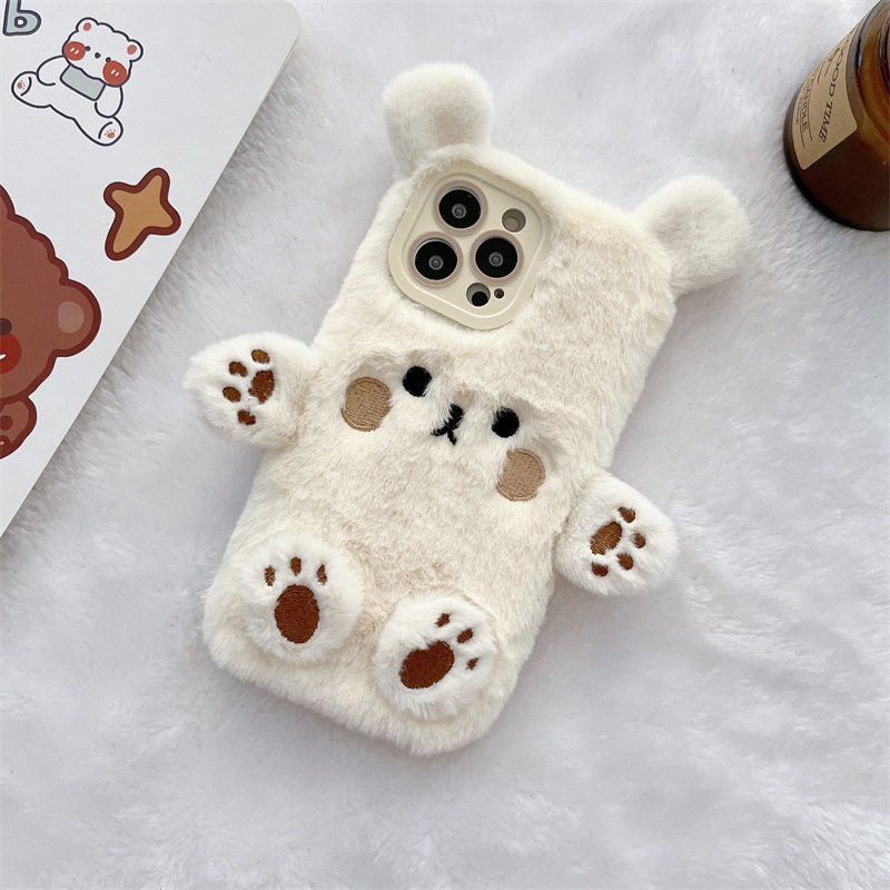 Korean 3D Cartoon Bear Fluffy  - Phone Cases Iphone 14 评论和价格