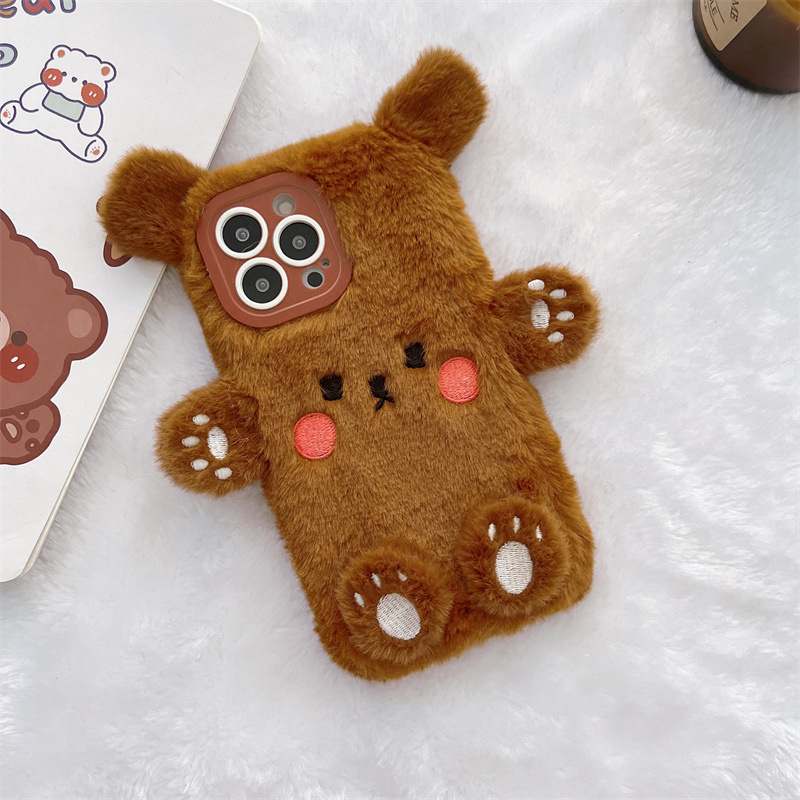 Korean 3D Cartoon Bear Fluffy  - Phone Cases Iphone 14 评论和价格