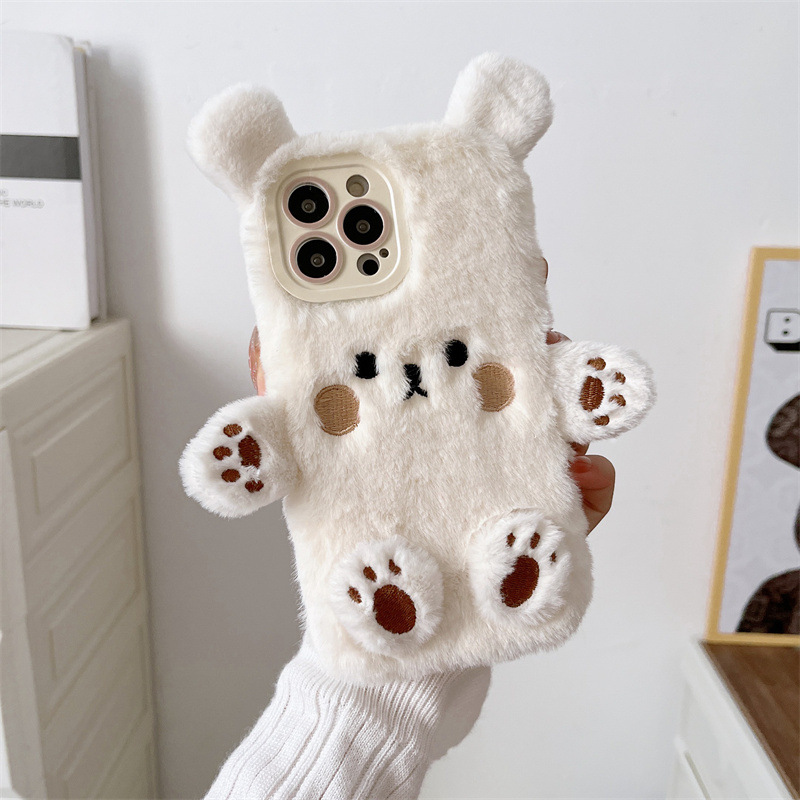 Korean 3D Cartoon Bear Fluffy  - Phone Cases Iphone 14 评论和价格