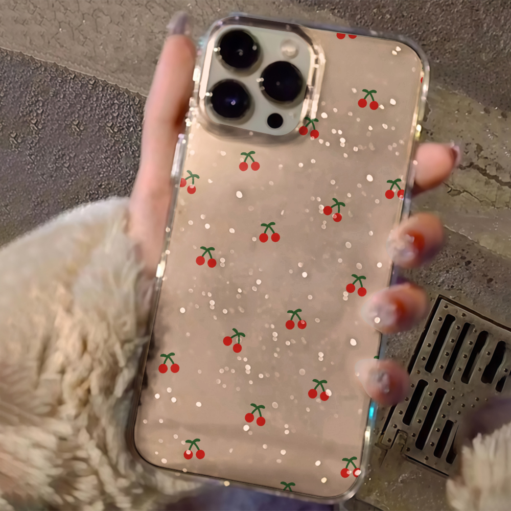 Simple cherry Flowers Clear Gl - Glitter Shockproof Case 评论和价格