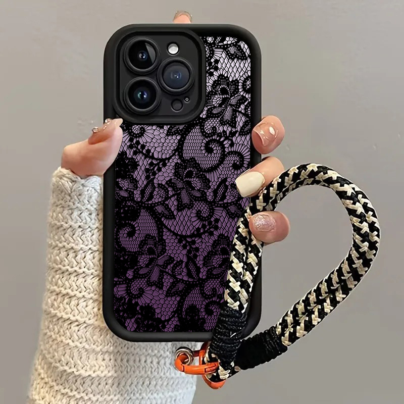 Black Purple Lace Hang Strap P - Phone Cases With Loop 评论和价格