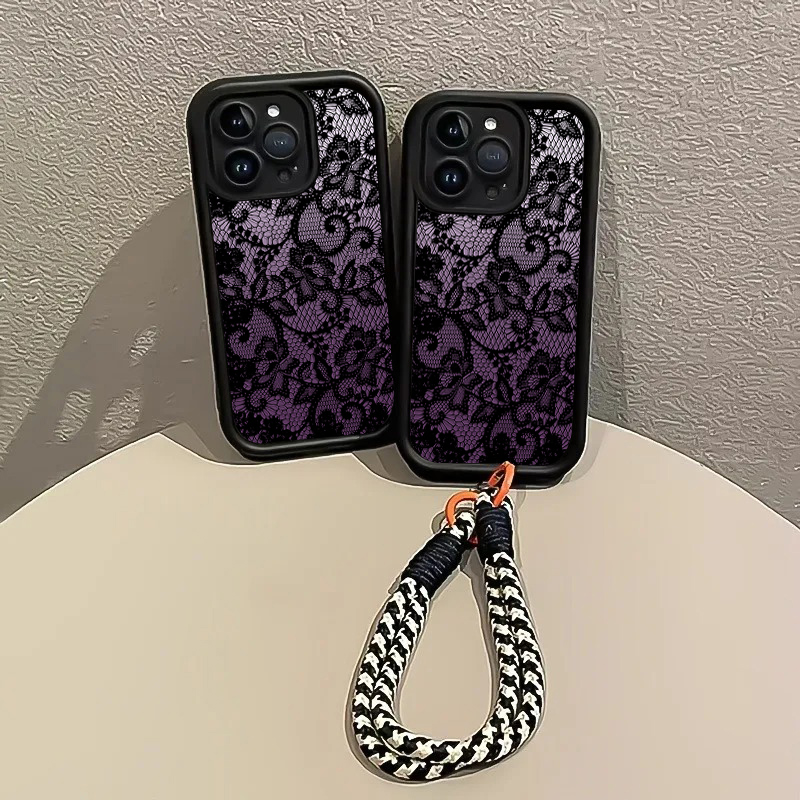 Black Purple Lace Hang Strap P - Phone Cases With Loop 评论和价格