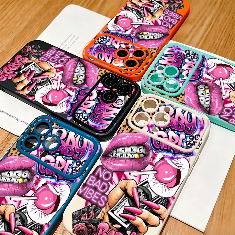 Hip Hop Pink Lips Baby Girl Gr - Phone Cases Bulk 评论和价格