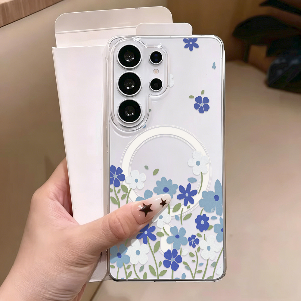 Blue Flower Magnetic Phone Cas - Phone Cases Quality 评论和价格