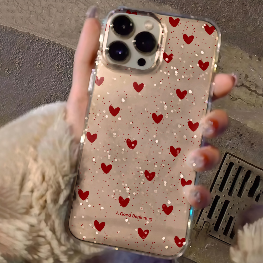 Pink Love Heart Clear Glitter  - Glitter Shockproof Case 评论和价格