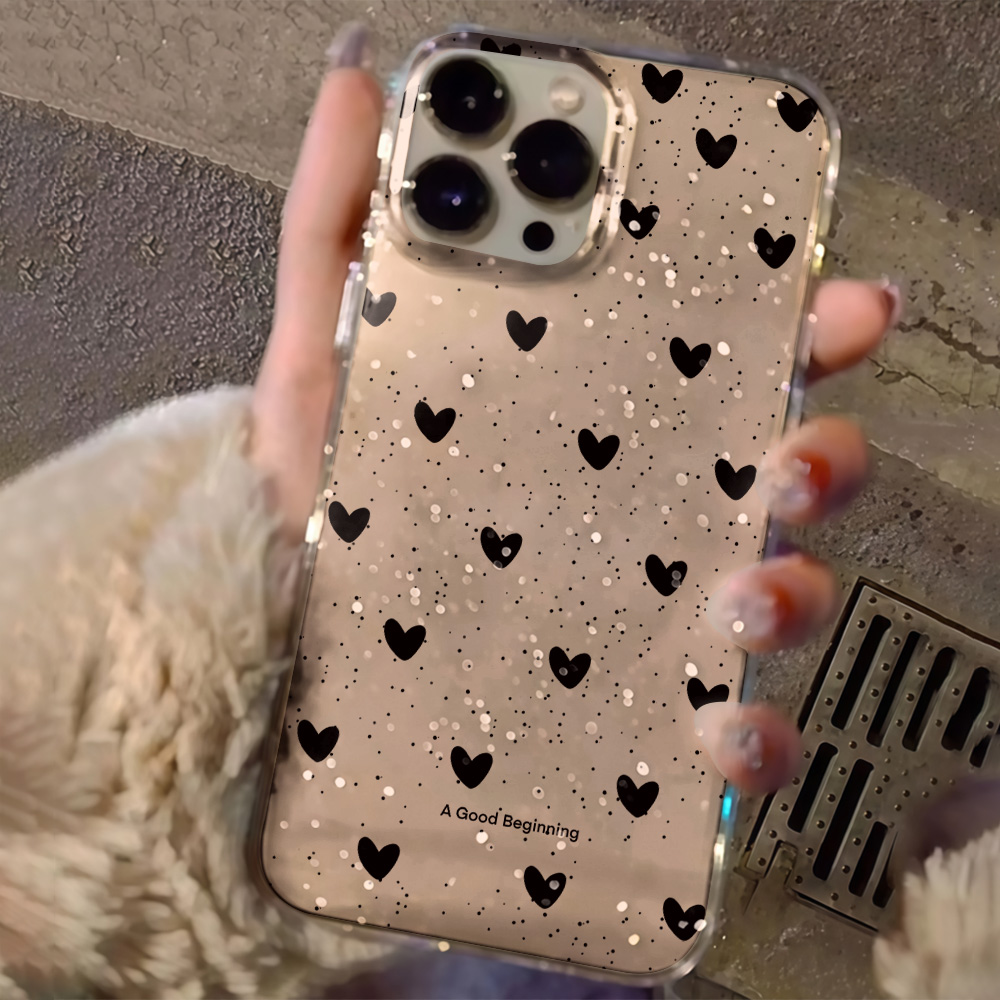 Pink Love Heart Clear Glitter  - Glitter Shockproof Case 评论和价格