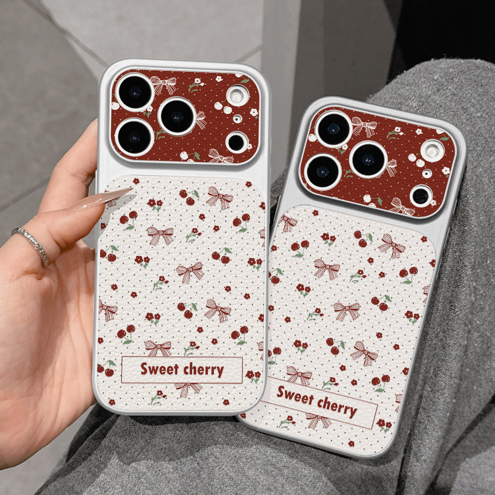 Sweet Cherry Bow Leather Phone - Phone Cases Quality 评论和价格