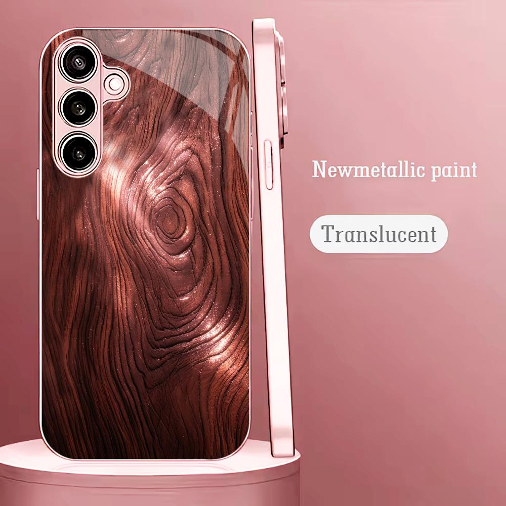Pink glass Wood grain Tempered - Phone Cases Metal 评论和价格