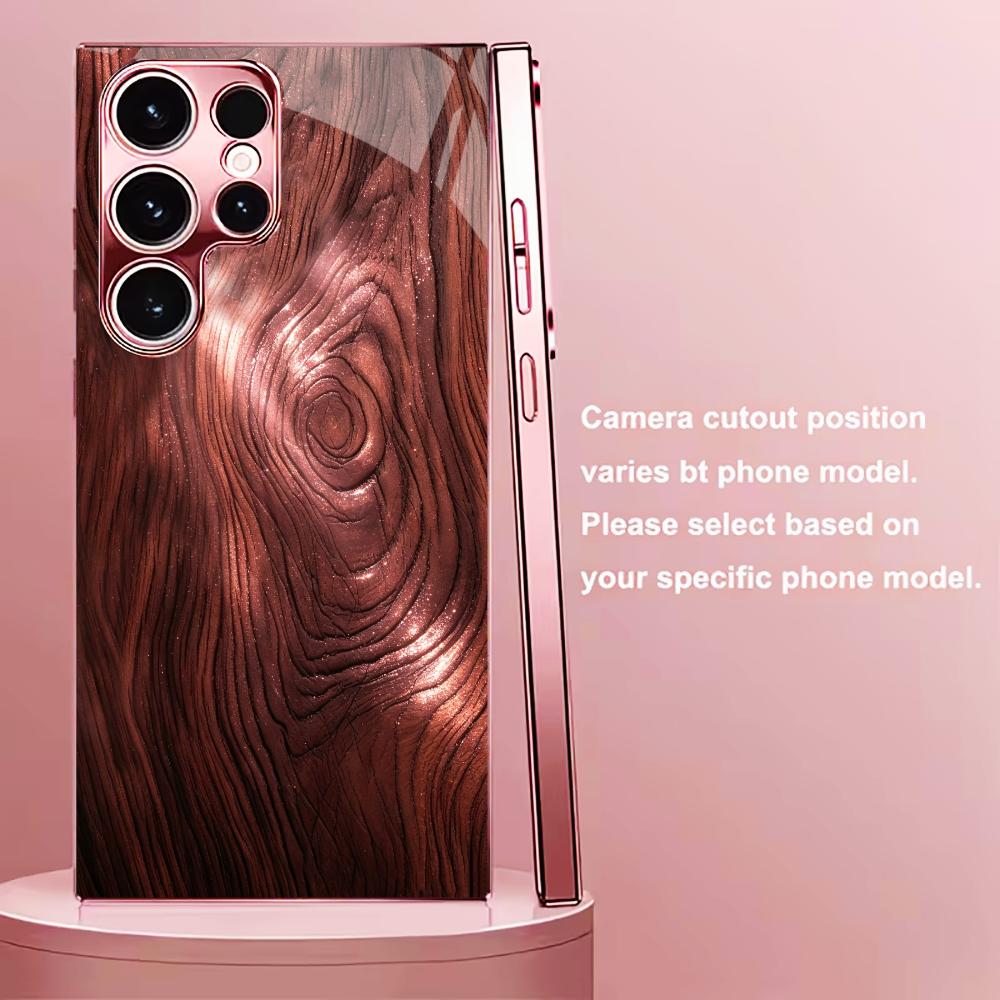 Pink glass Wood grain Tempered - Phone Cases Metal 评论和价格