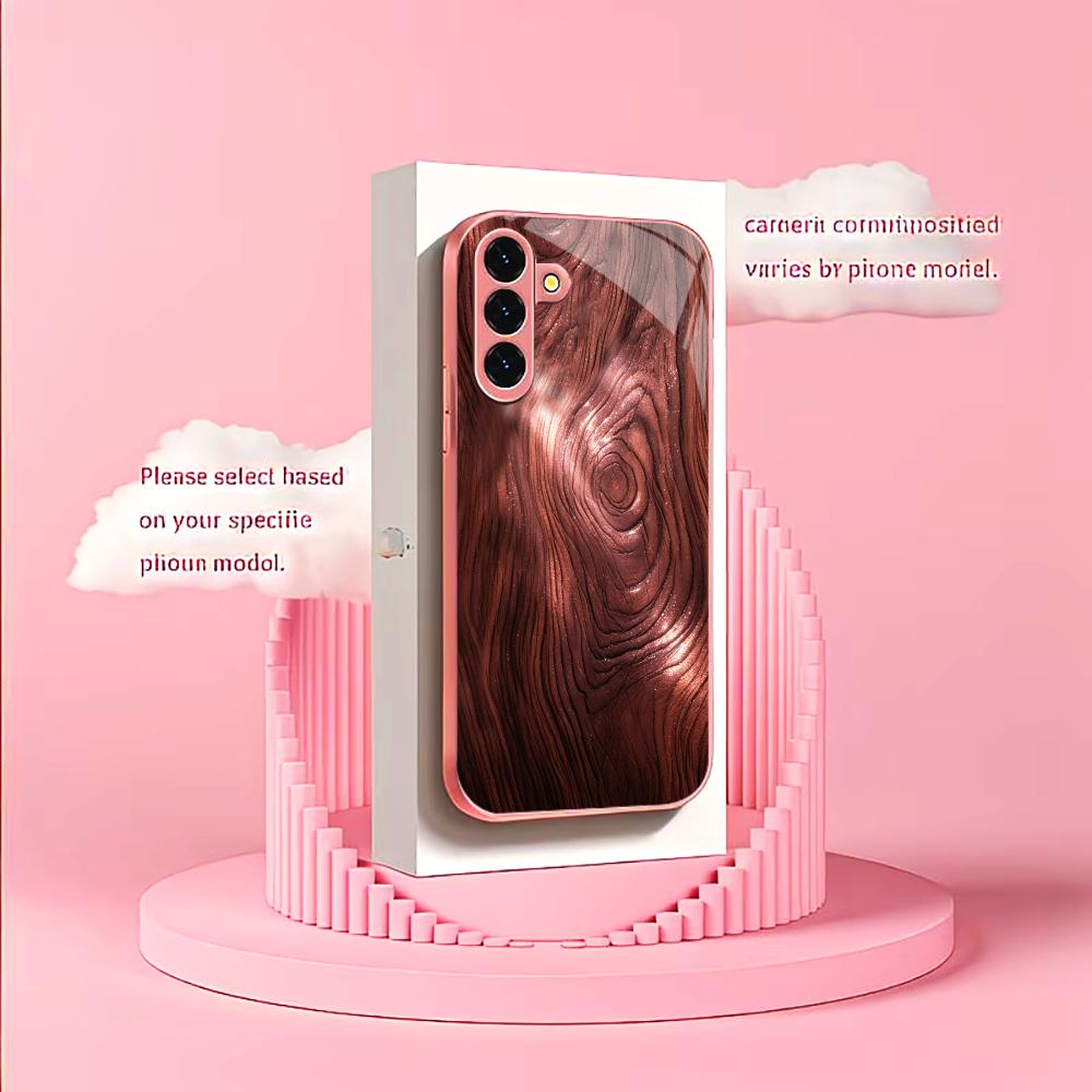 Pink glass Wood grain Tempered - Phone Cases Metal 评论和价格