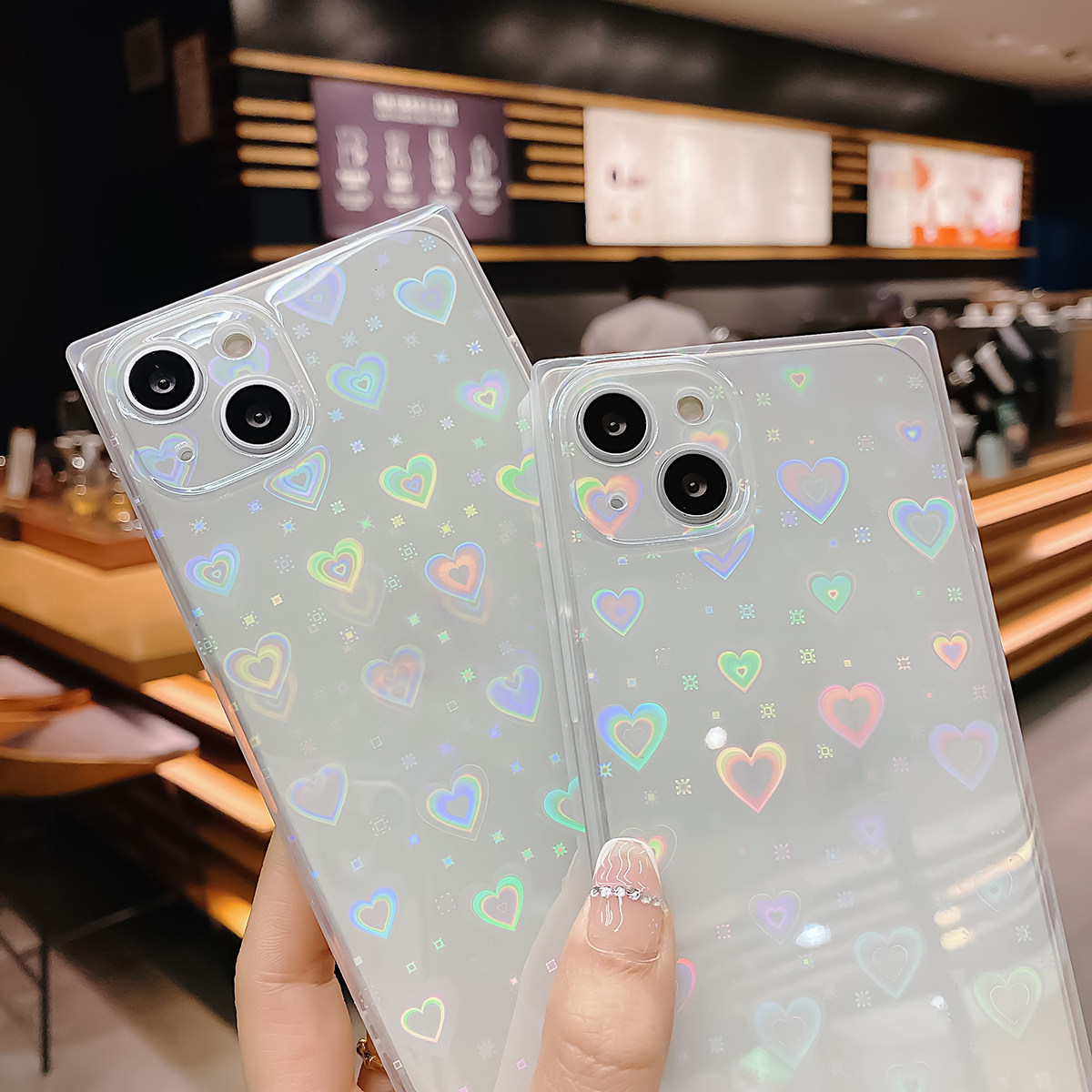 Heart Pattern Phone Case Compa - Glitter Shockproof Case 评论和价格