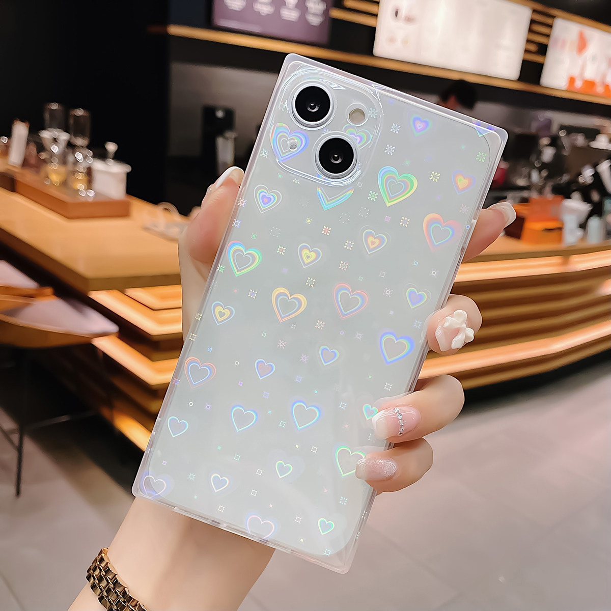 Heart Pattern Phone Case Compa - Glitter Shockproof Case 评论和价格