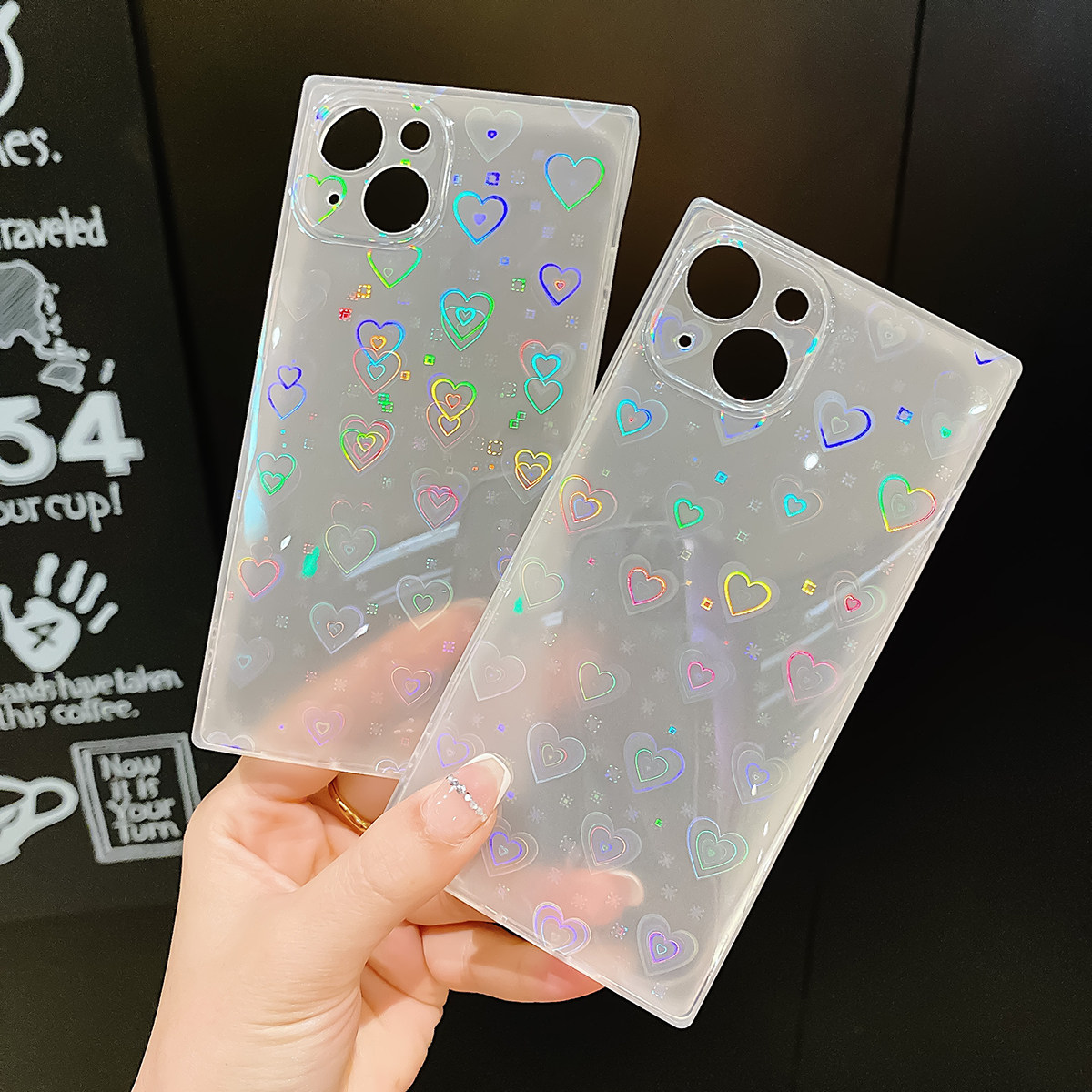 Heart Pattern Phone Case Compa - Glitter Shockproof Case 评论和价格