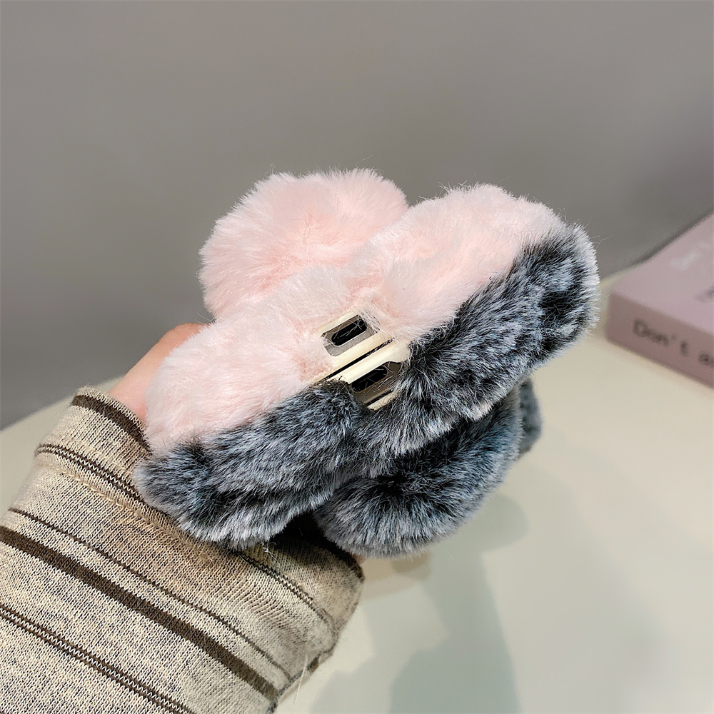 Cute Rabbit Ears Fluffy Stand  - Phone Cases For Samsung 评论和价格