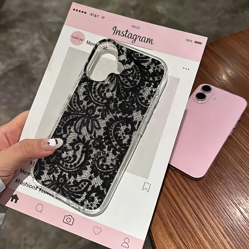 Lace Flowers INS Clear Phone C - Glitter Shockproof Case 评论和价格